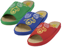 W5190-A - Wholesale Women Cloth Open Toe Flower Embroidery Upper House Slippers