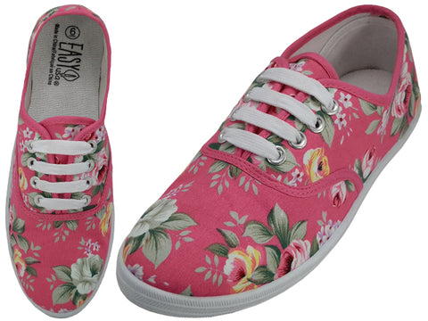 W5209 - Wholesale Women's "Easy USA" Canvas Lace Up Shoes