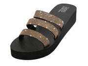 W522L-RG - Wholesale Women's "Easy USA" Rhinestone Upper Wedge Sandals