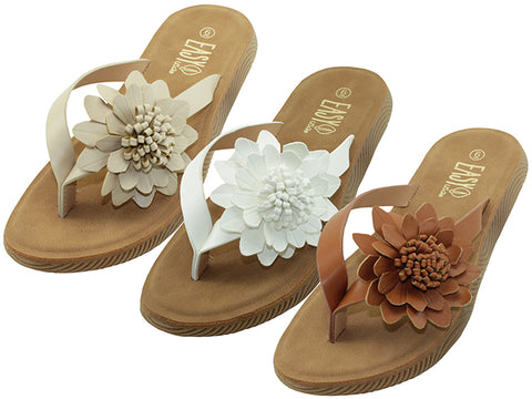 W5223L - Sandalias suaves "Easy USA" de mujer con parte superior floral