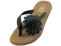 W5223L - Women's "Easy USA" Flower Upper Soft Sandals Black (W5223L-B) W5223L-B-5TO10