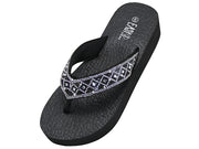 W577L-BS - Wholesale Women's Rhinestone Sandals (Black-Silver)