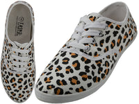 W6201 - Wholesale Women's "Easy USA" Canvas Leopard Printed Lace Up Shoes