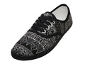 W6202 - Wholesale Women's "Easy USA" Canvas Aztec Printed Black/White Printed Lace Up shoe \Aztec Print (W6202) W6202-5TO10