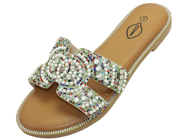 W622 Lady Rhinestone Sandal - Wholesale Women's Rhinestone Slide Sandals