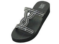 W633L - Women's "Easy USA" Rhinestone Upper Wedge Sandals