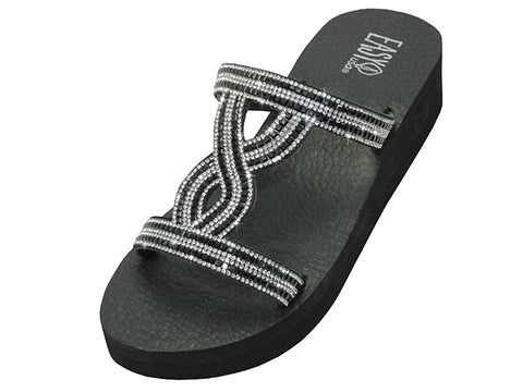 W633L - Women's "Easy USA" Rhinestone Upper Wedge Sandals