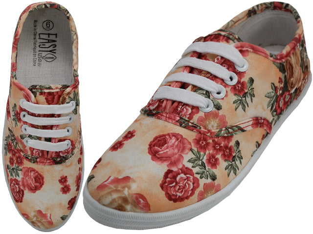 W6502 - Wholesale Women's "Easy USA" Canvas Lace Up Shoes