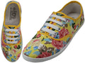 W6507 - Wholesale Women's "Easy USA" Casual Canvas Lace Up Shoes Yellow Floral Printed (W6507) W6507-5TO10