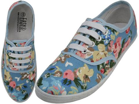 W6508 - Wholesale Women "Easy USA" Casual Canvas Lace Up Shoes