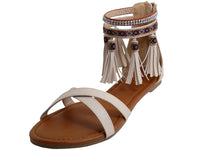 W7102L - Women's "Easy USA" Criss Cross Tassels Sandals