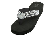 W755L-BB - Wholesale Women's "Easy USA" Wedge Rhinestone Upper Thong Sandals
