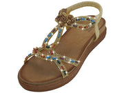 W7887L - Women's "Easy USA" Beaded Rhinestone Upper Sandals