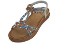 W7887L - Women's "Easy USA" Beaded Rhinestone Upper Sandals Silver Gold (W7887L-S) W7887L-S-6TO11