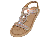 W7903L - Women's "Easy USA" Rhinestone Upper Comfortable Sandals
