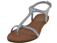 W8303L - Women's "Easy USA" Rhinestone Upper Comfortable Thong Sandals