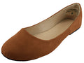 W8600L - Women's "Easy USA" Micro Suede Upper Stylish Ballet Flat Shoes Brown (W8600L-T) W8600L-T-5TO10
