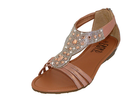 W8702L - Women's "Easy USA" Rhinestone Upper Comfortable Sandals