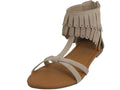 W8800L - Women's "Easy USA" Suede Cross Strap Fringe Sandals Beige (W8800L-C) W8800L-C-5TO10
