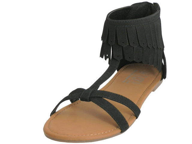 W8800L - Women's "Easy USA" Suede Cross Strap Fringe Sandals
