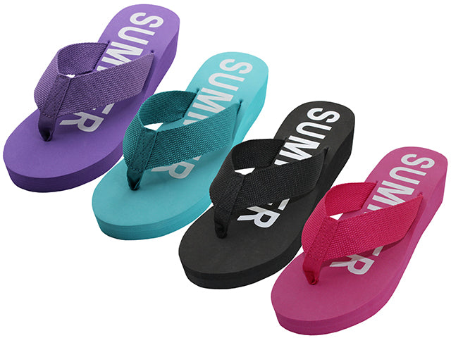 W9339L - Women's "Easy USA" Fabric Upper 1½" Wedge Thong Sandals