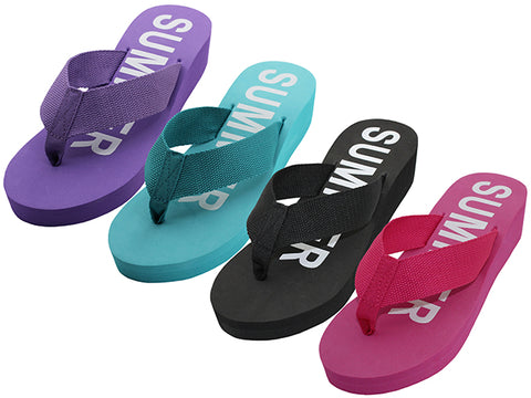 W9339L - Sandalias de cuña de dedo "Easy USA" para mujer con parte superior de tela de 3,8 cm