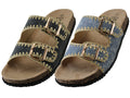 W9449L-A - Wholesale Women's 2-Buckle Slide Sandals (Black & Blue) Black & Blue (W9449L-A) W9449L-A-5TO10