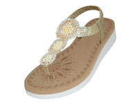 W9802L-RG - Wholesale Women's "Easy USA" Rhinestone Upper Comfortable Waking Sandals