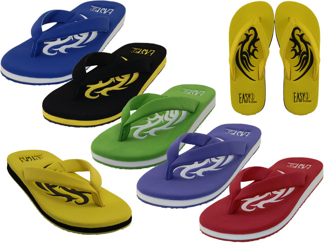W9935L-A - Wholesale Women's "Easy USA" Embossed Thong Sandals