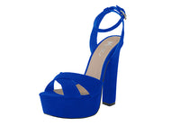 YOLANDA-01-Blue - Wholesale Women's "Mixx Shuz" 5½ Inches Heel Ankle Strap Sandals