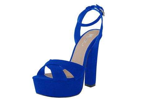 YOLANDA-01-Blue - Wholesale Women's "Mixx Shuz" 5½ Inches Heel Ankle Strap Sandals