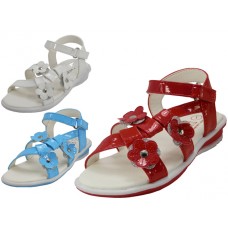 BB2100 - Wholesale Toddler's "Easy USA" Flowers Top With Side Velcro Sandals (*Asst. White. Red And Lt. Blue) *Last Case