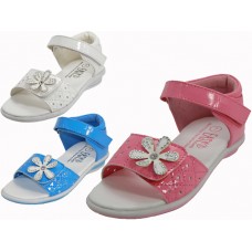 BB2400 - Wholesale Toddler's "Easy USA" Velcro Top and Side with Flower Top Sandals (*Asst. White, Light Blue & Pink) *Last Case