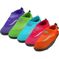 G1182C-A - Wholesale Girl's "Wave" Nylon Upper With TPR. Outsole Perfect Fit Water Shoes (*Asst. Purple. Neon-Green, Neon/Blue Neon/Fuchsia & Neon/Orange)