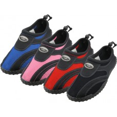 G1185-Y - Wholesale Youth's "Wave" Nylon Upper With TPR. Outsole Comfortable Water Shoes (*Asst. All Black. Black/Royal. Black/Red & Black/Pink) 
