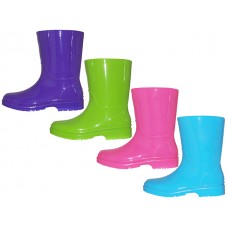 RB-55-A - Wholesale Children's "EasyUSA" Water Proof Soft Plain Rubber Rain Boots (Asst. *Hot Pink, Blue, Purple & Lt. Green)