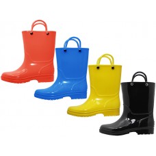 RB-80 - Wholesale Children's "Easy USA" Super Soft Plain Rubber Rain Boots (Asst. *Black, Yellow, Coral & Royal Blue)