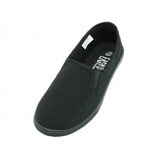 S316G-BB - Wholesale Children's "Easy USA" Slip on Twin Gore Upper Casual Comfortable Canvas Shoes (*All Black Color)