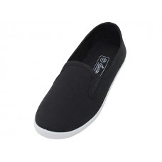 S316G-Bk - Wholesale Children's "Easy USA" Slip on Twin Gore Upper Comfortable Casual Canvas Shoes *Black Upper with White Sole (*Black Color)