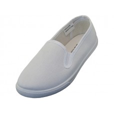 S316G-W - Wholesale Children's "Easy USA" Slip on Twin Gore Upper Casual Comfortable Canvas Shoes (*White Color)