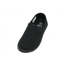 S316-I-BB - Wholesale Toddler's "Easy USA" Cotton Slip On Canvas Shoes ( *All Black Color) 