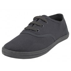 S324G-BB - Wholesale Youth's "Easy USA" Comfortable Casual Canvas Lace Up Shoes (*All Black Color)