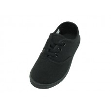 S324-I-BB - Wholesale Toddler's "Easy USA" Lace-up Canvas Shoes ( *All Black Color) 