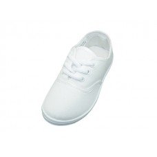 S324-I-W - Wholesale Toddler's "Easy USA" Lace-Up Canvas Shoes * *White Color) 