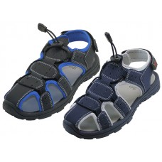 S3600-Y - Wholesale Big Boys "Easy USA" Back Strap Velcro Sandals (*Asst. Black & Navy)