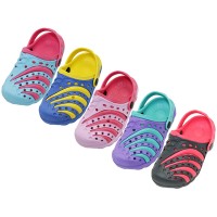 S6446-I-A -  Wholesale Toddler's Two-Tong Color Super Soft Eva Clogs ( Asst. Black/Red. Rpyal/Yellow. Blue/Fuchsia. Pink/Fuchsia & Lilac/Turq)