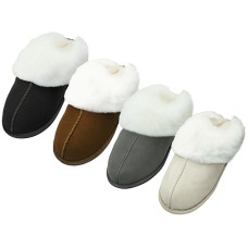 M3130-A Wholesale Men's Quilted Insulted with Fur Cuff Winter Warm Slippers (Asst. Khaki. Brown. Beige & Gray)