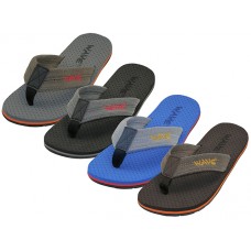 M3668 - Wholesale Men's " Wave " Soft Comfortable Sport Fiber Upper Thong Sandals (*Asst. Black, Blue, Brown & Gray)