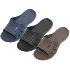 M7715 Wholesale Men's " Wave " Super Soft Comfortable Slides (Asst. Black, Navy & Brown)