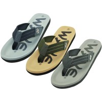 M7719 - Wholesale Men's " Wave " Super Soft Sole Thong PVC Upper Sandals (*Asst. Black, Navy & Khaki)